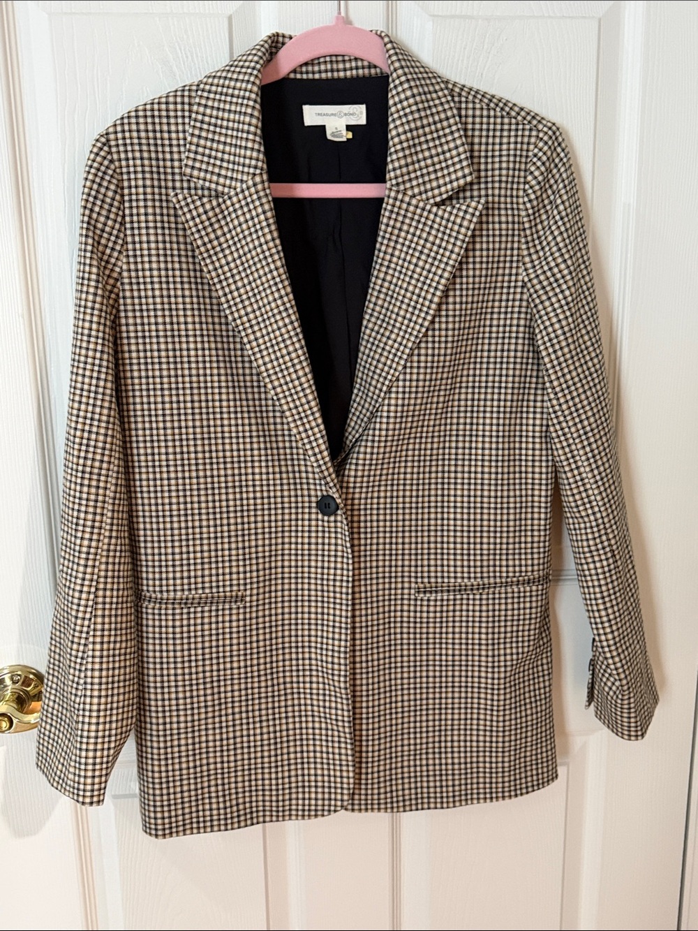 Treasure & Bond Brown and Black Houndstooth Blazer small